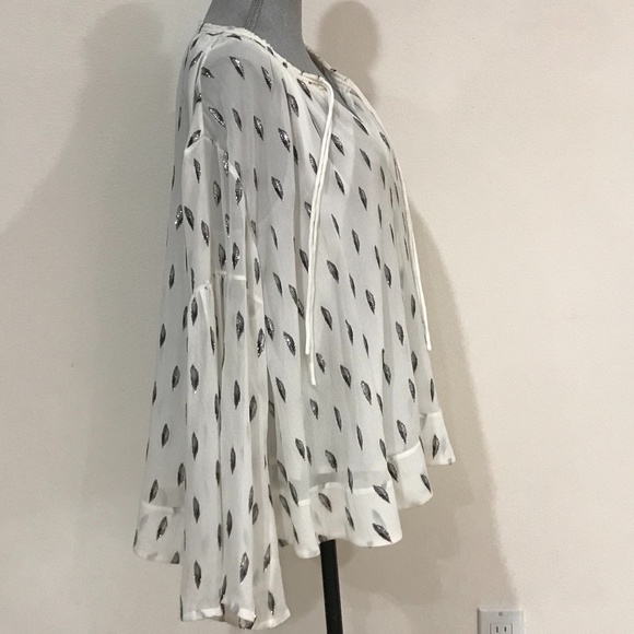 Womens M EUR 40 IRO silk metallic boho peasant top - Picture 3 of 8